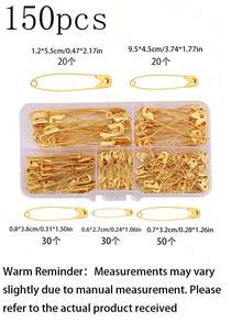 10/150pcs Multi-Size Metal Safety Pins, 5 Sizes (Including 19mm, 27mm). Durable And Easy To Use. Suitable For Clothing Repair, Crafts, Document Organization, Decoration, Brooches, Badges And Keychains. Perfect For Daily Use, Valentine's Day And Weddings - Multi-color - View 4