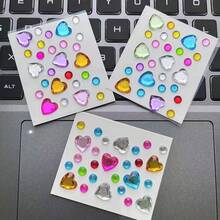 10 buah Stiker Kamera, Stiker Hati & Berlian Gaya , Stiker Mengkilap Dekoratif 3D, Cocok untuk Papan Klip, Dekorasi Ponsel, Riasan, Kerajinan DIY, Perlengkapan Alat Tulis Warna Acak - Stiker rhinestones untuk makeup - View 4