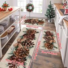 1/2/3pcs Christmas Theme Kitchen Rugs, Flannel Kitchen Mats With Christmas Pine Cone And Pine Branch Pattern, Soft Comfortable Absorbent Non-Slip Machine Washable With Non-Slip Backing, Multi-Purpose Floor Mats Suitable For Doorway, Living Room, Bedroom, Kitchen, Dining Room, Bathroom, Patio, Entryway, Home And Holiday Decor - Multicolor - View 14