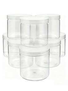 10pcs Transparent Plastic Jars With Lids, Suitable For Storing Slime, DIY Crafts And Jewelry. Featuring A Transparent Round Design For Easy Observation Of Contents, Leak-Proof Sealed Lids, Lightweight And Reusable Material. Perfect For Home Storage, Travel And Small Accessory Organization. - White - View 1