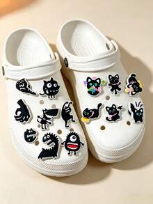 20pcs Cartoon Halloween Funny Cat Shoe Charm Set, Cute DIY Shoe Decoration (Random Pattern) - Multicolor - View 3