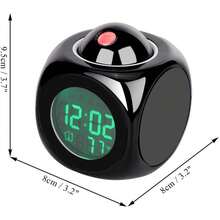 Reloj despertador con proyección para dormitorio, reloj despertador digital con función de informe de hora por voz, reloj electrónico digital de 12/24 horas, proyección en el techo con voz, pantalla LED de hora y temperatura, adecuado para mesas de noche y oficinas (blanco). - Negro 1 pieza - Ver 4