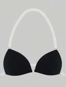 1pc/2pcs Women's Triangle Front-Closure Bra, Nude & Black Available, Soft Invisible Cups With Transparent Adjustable Straps, Lightweight Shaping Everyday Bra, Suitable For Dresses, Tank Tops And Tight Tops - Multicolor - View 7