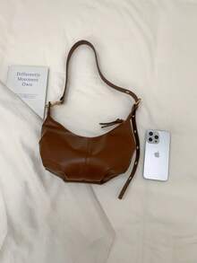 Fashionable Minimalist Large Capacity Zipper Shoulder Bag, Suitable For Women Shopping, Dating, Commuting And Daily Use - Coffee - View 3