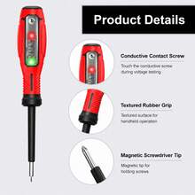 L.A.OL.A.U 1pc Breakpoint Detector, Multi-Function Screwdriver, Cross/Flat Head, Anti-Drop Rubber Coated, Ergonomic Design, With LED Lighting, Home Testing Tool, Red/Green Dual Color Light, Suitable For Screwdriver And Breakpoint Identification, Zero Conductivity Electrical Tester, Home Testing Tool | Multi-Function Tool | Plastic Material - Red - View 10