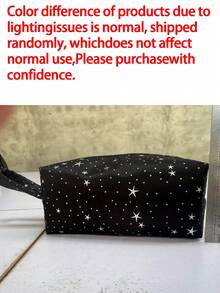 1pc Ins Style Star Print Makeup Bag, Portable Large Capacity Toiletry & Stationery Storage Bag, Multi-Color Star Print Polyester Material, Minimalist Casual Style, Suitable For All Seasons, Ideal For Teens And Adults, Travel School Daily Bathroom Cosmetics Storage,Makeup Organizer,Room Decor - Multicolor - View 11