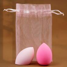 2pcs Water Drop Makeup Sponges Expand When Wet, Non-Absorbent + Convenient Mesh Storage Bag - Multicolor - View 14