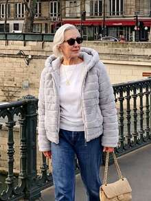 Women's Faux Fur Hooded Pocket Coat - Perfect Choice For Autumn/Winter - Grey - View 11