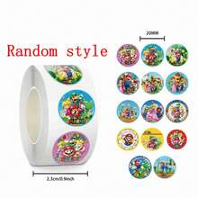SUPER MARIO BROS. 1set/500pcs Classic Round Roll Stickers, A Variety Of Cartoon Character Styles, Easy To Cut And Use, Party Decoration, Stationery Stickers, High-Value Gifts For Children. (Stochastic Style) - Multicolor - View 9