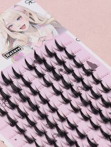 Ayrmilla 80pcs C Curl Single Cluster False Eyelashes, Wing Style Natural Segmented Lash Bundles, Black Anime Style Thin False Eyelashes, Mixed Length, Fluffy Lengthening Makeup Tool - C - View 4