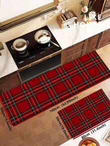1/2pcs Christmas Floor Mat, Red Buffalo Plaid Pattern, Vintage Diatomaceous Earth Mat, Super Absorbent, Non-Slip, Perfect For Bathroom, Kitchen And Dining Room, Quick Drying, Perfect Gift For Home Decor And Bathroom Mat, Christmas Holiday Gift! - Multicolor - View 16