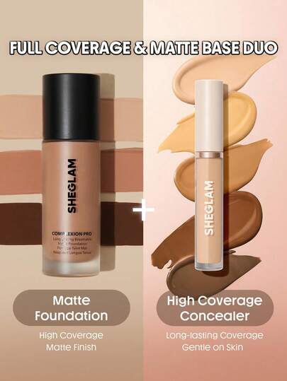 SHEGLAM [2件組] Complexion Pro 霧面粉底液與遮瑕膏套組