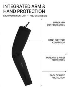 XIONGMAO UV Protection Arm Sleeves, Breathable Quick-Dry Elastic Cycling Sleeves With Thumb Hole, Sun Protection Sports Sleeves - Black - View 6