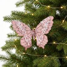 1PC Christmas Pearl Sparkling Butterfly Simulation Butterfly DIY Christmas Tree Wreath Pendant Christmas Gift Festival Party Home Decoration - Butterfly - View 8