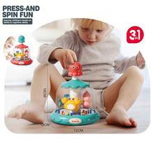 1 Buah Mainan Bayi Tekan dan Putar Seru, Mainan Tekan dan Putar 3 in 1, Permainan Lempar Cincin Aktivitas Bayi, Mainan Laut, Mainan Edukasi Otak untuk Balita Usia 18 Bulan+ - MultiWarna - View 3