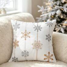 LCUHPCL 1pc Winter Minimalist Fashion 3D Embroidered Christmas Snowflake Pillow Case, Home Decor For Sofa, Living Room, Bedroom, Party And More - Multicolor - View 11