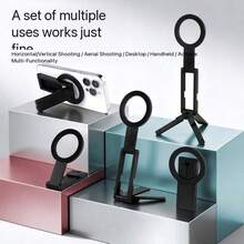 Mag‑ Magnetic Phone Tripod Stand, Portable Pocket Foldable Cell Phone Holder, Multi‑Angle Adjustable Desktop & Handheld Phone Mount For Selfie Vlog Shooting - Multicolor - View 2