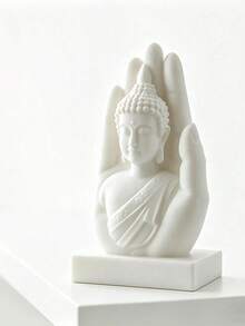 1pc Palm Embracing Buddha Statue Ornament, Black Buddha Sculpture With Base, Zen Style Desktop Decor Craft, Exquisite Design With Premium Texture, Suitable For Home, Office, Study Desk Placement, Creating A Peaceful Atmosphere, Entryway Desk Soft Decor Ornament, Artistic Indoor Desktop Decoration - Best Seller - View 11