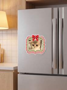 Custom Photo Fridge Magnet,Christmas Bow Plaid Frame Personalized Picture Refrigerator MagnetDecorative Magnetic StickerVivid Print Strong Magnet For Kitchen Locker Office Cabinet,Xmas Holiday Home Decoration,Customized Family Pet Photo Keepsake Gift - Multicolor - View 6