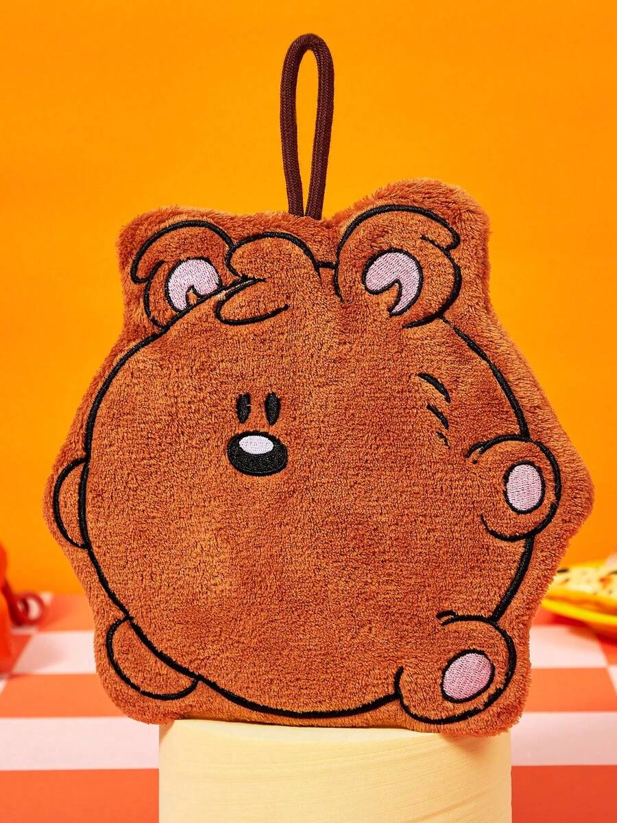 GARFIELD | Joivida 1件可愛卡通手巾,超吸水珊瑚絨懸掛式手巾,柔軟快乾廚房與浴室清潔毛巾 - 棕色 - 查看 1