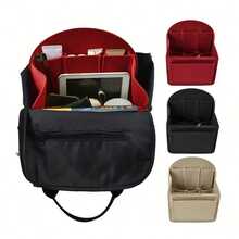 1pc Backpack Organizer Bag, Car Cosmetic Storage Bag, Felt Backpack Organizer Bag, Multi-Pocket Backpack Organizer Bag, Multi-Function Bag In Bag, Zipper Design Travel Backpack Organizer Bag, Backpack Organizer Liner Bag - A - View 6