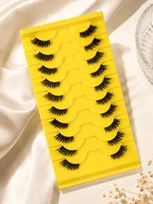 10 Pairs Half Lashes Rich, Fluffy, Soft, Naturally Curled, Slender, Simulated Light European And American Style Eyelashes, Enlarged Eyes, Reusable For Daily Commuting Makeup, A Must-Have For Lazy People, Portable And Suitable For Various Occasions - View 10