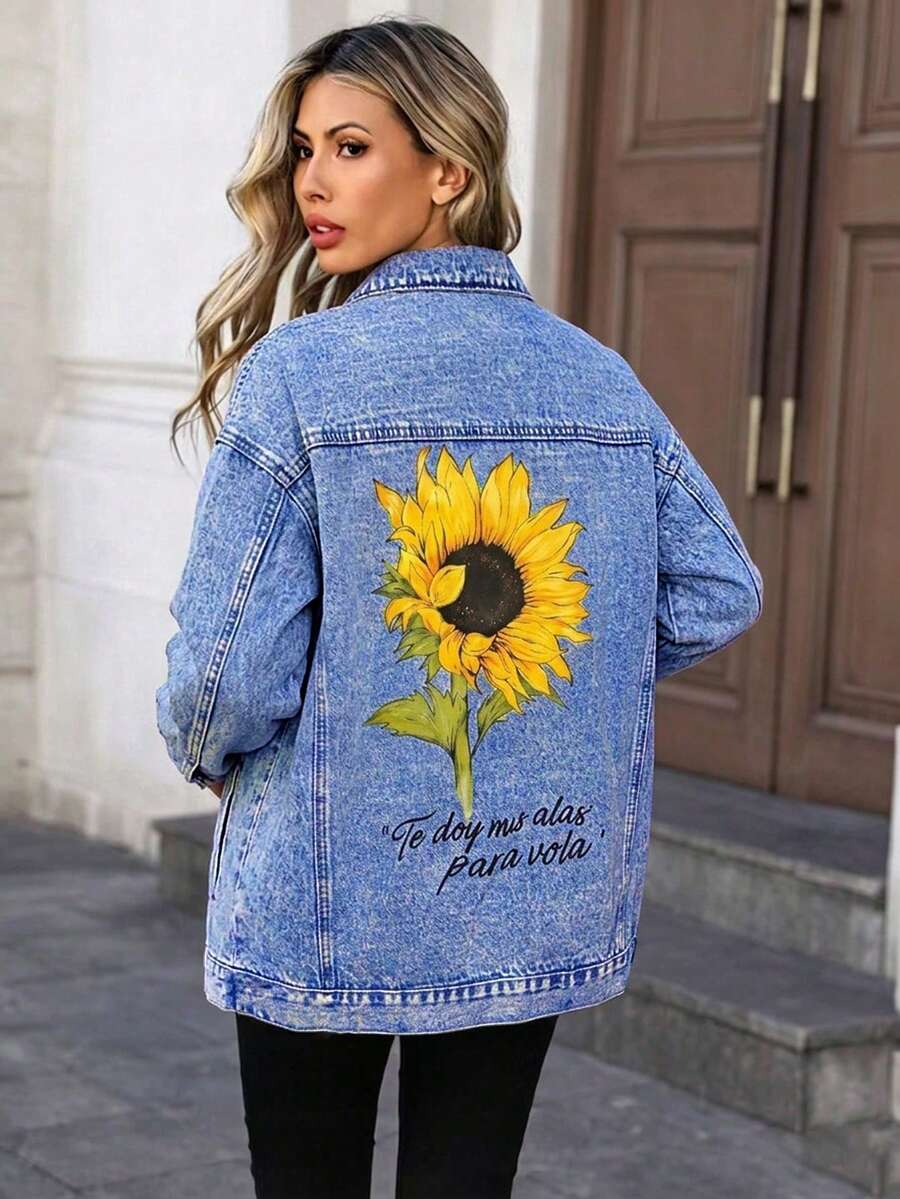 جاكيت جينز نسائي HAPPY GIRL مريح وعملي، عصري ومتعدد الاستخدامات للربيع والخريف والشتاء، مناسب للمهرجانات والاستخدام اليومي والعطلات والمطار والتنقل - الأزرق - مشاهدة 1