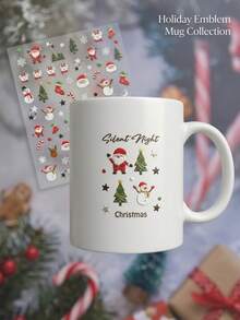 1 Set Christmas Santa Claus, Snowman, Christmas Tree, Reindeer Decorative Stickers, Christmas Holiday Atmosphere, Independent Detachable Stickers, Easy-To-Peel Adhesive Backing, Firm Adhesion, Suitable For Phone Cases, Water Bottles, Digital Accessories, Storage Containers, Desktop Items, Adult Item Exterior Decorative Stickers - Decorative Stickers - View 2