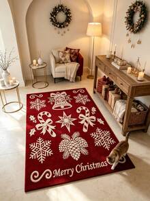 1pc Red Christmas Theme Doormat, Christmas Gift, Door Mat, Small Rug, Welcome Mat, Carpet, Floor Mat, Outdoor Doormat, Kitchen Rug, Home Decor, Front Door Mat, Area Rug, Outdoor Mat - Multicolor - View 3