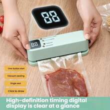 1 Set Portable Handheld Vacuum Sealer, Food Preservation Vacuum Bags, Suitable For Kitchen Food Preservation Storage And Snack Bag Single Sealing Function, Electric Vacuum Pump, Refrigerator Vacuum Storage Bags, Camping - Green - View 8