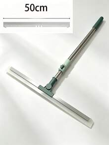 Sapu Pel Multifungsi Anti Lengket Silikon + Paduan Aluminium 2-in-1, Gagang Teleskopik yang Dapat Diatur, Cocok untuk Membersihkan Lantai, Kaca, Kamar Mandi, dan Dapur. - Tiang teleskopik biru muda [silikon 50cm] - View 10