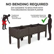 Elevated Garden Planter Box With Legs, Traditional Black Woven Plastic Container, Suitable For Outdoor Gardening, Can Grow Flowers, Vegetables And Herbs, Sturdy And Lightweight Elevated Garden Planting Tray, Multi-Functional Design - Multicolor - View 9