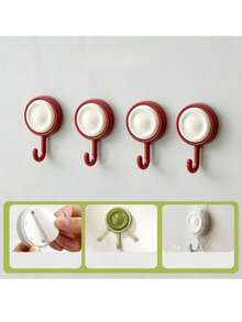 4pcs Self-Adhesive Wall Hooks, Wall Storage Hooks, Towel Hooks, Key Hooks, Towel Rack, Key Rack, Coat Rack, Wall-Mounted Storage Hooks, Bathroom Hooks, Kitchen Utensil Storage, Drill-Free Hooks, Waterproof Hooks, Bathrobe Hooks, Room Decoration, Home Decor, Heavy-Duty Self-Adhesive Hooks, Waterproof, Oil-Resistant, Suitable For Bathroom Shower, Kitchen, Strong Adhesive Hooks, Behind-Door Hooks, Multi-Function Storage Rack, Seamless Wall Hooks, Rust-Proof, Suitable For Home Life, Perfect For Kitchen And Bathroom, Living Room - Multicolor - View 8