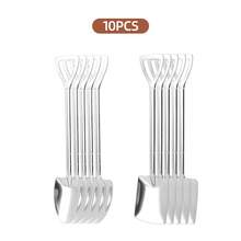 10 Pcs Stainless Steel Shovel Spoon, Creative Mini Spade Shape Dessert Ice Cream Watermelon Spoon, Cute Long Handle Tableware For Home Kitchen Party - - - View 12