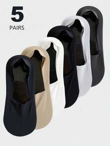 3/7/12/15/24 Pairs Men's Non-Slip Invisible Low-Cut Inner Socks, Thin Breathable Nylon Silicone Heel Anti-Slip Sports Casual Back-To-School Socks - Multicolor - View 18