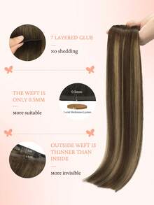 DOORES 14-24 Inch Seamless Clip-In Hair Extensions, 130g-160g 7pcs Real Human Hair Invisible PU Skin Weft, Chocolate Brown To Caramel Gold (B), Natural Remy Straight Hair, Easy To Wear - S4/26/4 - View 3