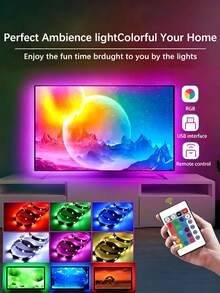 5V Indoor LED Light Strip, 3.28ft To 98.4ft Length, Color Changing RGB LED Lights With 24-Key Remote Control, Suitable For TV/Computer Backlight, Desk, Living Room, Bedroom, Holiday Party/Bar/Atmosphere Lighting - Multicolor - View 4