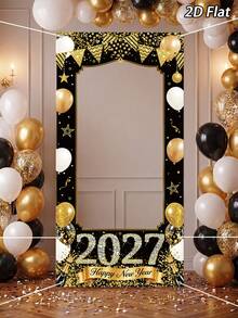 1件 2027新年黑金色氣球拍照背景布，新年快樂派對背景裝飾，新年橫幅，新年拍照背景，新年拍照道具，新年派對用品，新年派對裝飾，新年快樂，新年裝飾，新年佈置，新年禮物，居家新年裝飾，新年，拍照道具，2027新年，新年禮物，冬季 - 黑金新年 - 查看 9