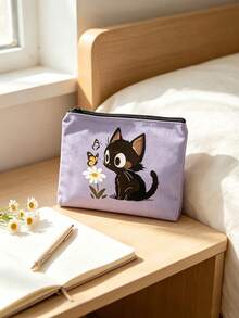 Cute Cat Pattern Handbag, Daily Toiletries Makeup Bag, Zipper Makeup Bag, Storage Bag, Lightweight Travel Storage Bag, Small Storage Bag, Easy To Categorize, Easy To Carry, Suitable For Daily Use, Commuting, Back To School Season, Stationery Storage, Cosmetics Storage, Perfect Daily Gift For Family And Friends - Multicolor - View 7