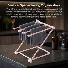 3PCS/SET Foldable Vertical Dishcloth Holder, Punch‑Free Countertop Dishcloth Drying Rack For Kitchen Storage - 3pcs/set(Blue+Gray+Pink) - View 2