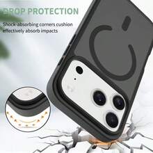 1pc Apple 17Pro Skin-Feel 2-In-1 Magnetic Phone Case Protective Cover PC+TPU Matte Back Plate Compatible With Apple 17ProMax/Apple 17/Apple 17Pro/Apple 17Air/14/14Pro/14ProMax/15/15Pro/15ProMax/16//16Pro/Apple 16ProMax/16e - Black - View 3