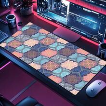 Luckybutterfly 1PC Moroccan Bohemian Geometric Large Mouse Pad,Non‑Slip Rubber Base Desk Mat For Office Gaming - Color Grid - View 5