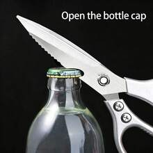 1pc Household Scissors, Thickened Stainless Steel Material, Multi-Function Heavy Duty Scissors, Suitable For Outdoor/Kitchen Use - A-silver - View 2
