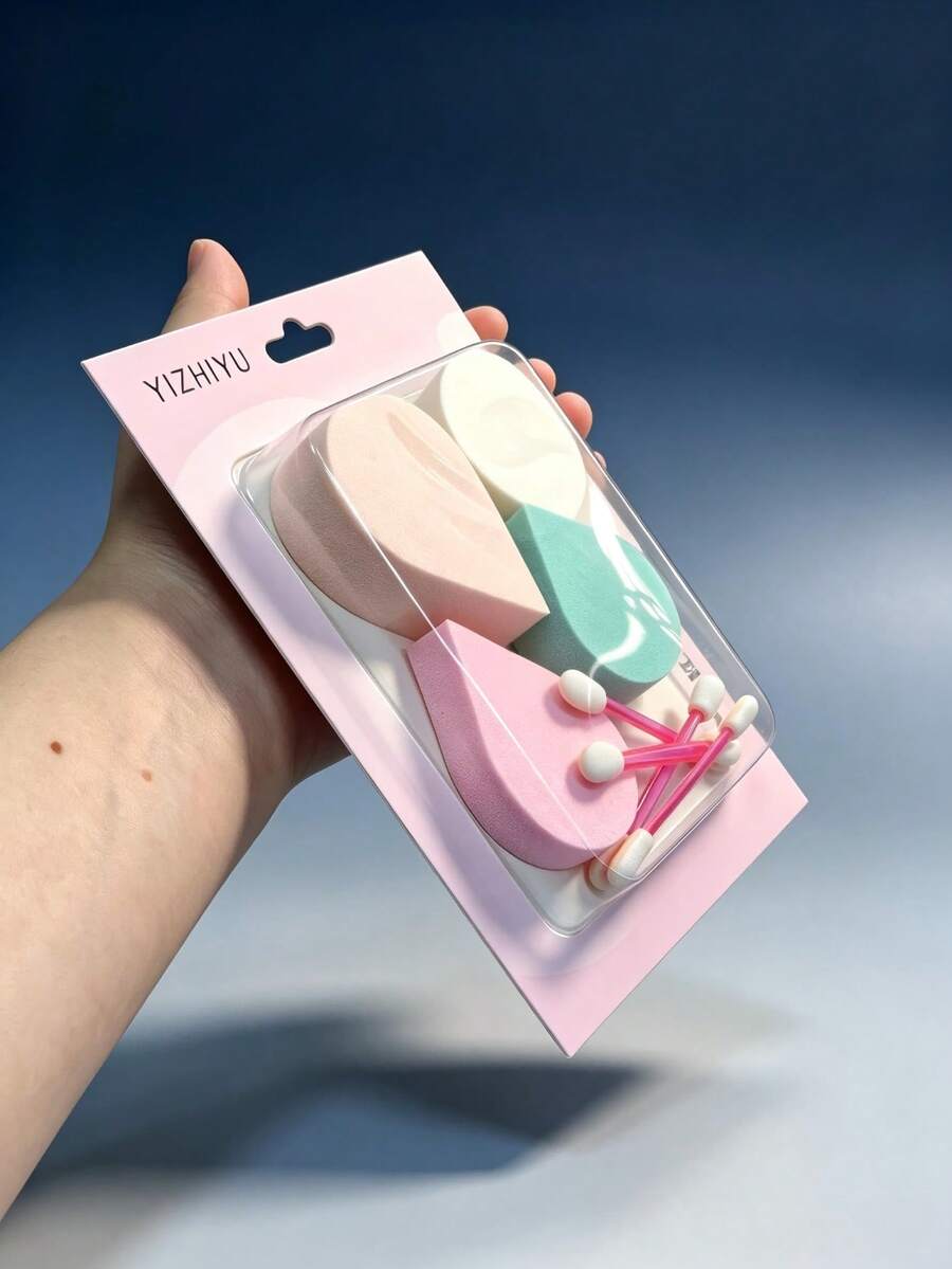 Multi‑Shape Makeup Sponge Puff Kit With Cosmetic Swabs Soft Blending Foundation Beauty Tools, Random Color - Multicolor - View 1