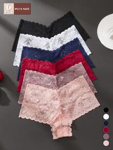 6PCS Plus Size Halloween Role Play Sexy Lace Panties Women's Underwear Multi-Color - Multicolor - View 3