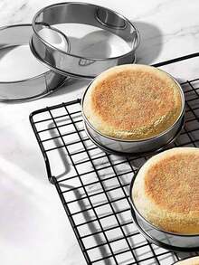 2pcs/4pcs Stainless Steel 8cm Round Egg Tart Rings, Home Mousse Rings English Muffin Rings Small Cake Mousse Rings, Oven Air Fryer Baking Mold Tools, Reusable, Perfect For Home Kitchen, Bakery DIY Baking - Multicolor - View 8