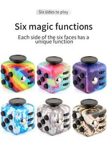 1pc Stress Relief Dice Handle Cube, Toy, Sensory Toy, 6 Different Functions, Relieve Stress And Anxiety, Pass Time, Finger Toy, Office Classroom Toy, Adult Gift (Colorful) - Multicolor - View 2