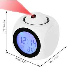 Reloj despertador con proyección para dormitorio, reloj despertador digital con función de informe de hora por voz, reloj electrónico digital de 12/24 horas, proyección en el techo con voz, pantalla LED de hora y temperatura, adecuado para mesas de noche y oficinas (blanco). - Blanco 1 pieza - Ver 4