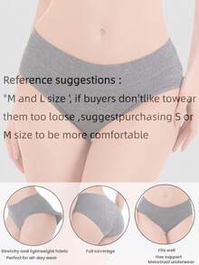 3pcs Women's Soft & Comfortable Leak-Proof Period Panties, Thick & Long Full Coverage Basic Style - Multicolor - View 3