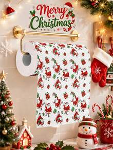 1 Roll Christmas Toilet Paper, Christmas Print Paper Towels, Santa Claus, Reindeer, Snowflake Patterns, Multi-Layer Folded Continuous Roll, Merry Christmas Home Decor, Christmas Decoration, Home Decor, Bathroom Decor, Kitchen Decor - Christmas - View 4
